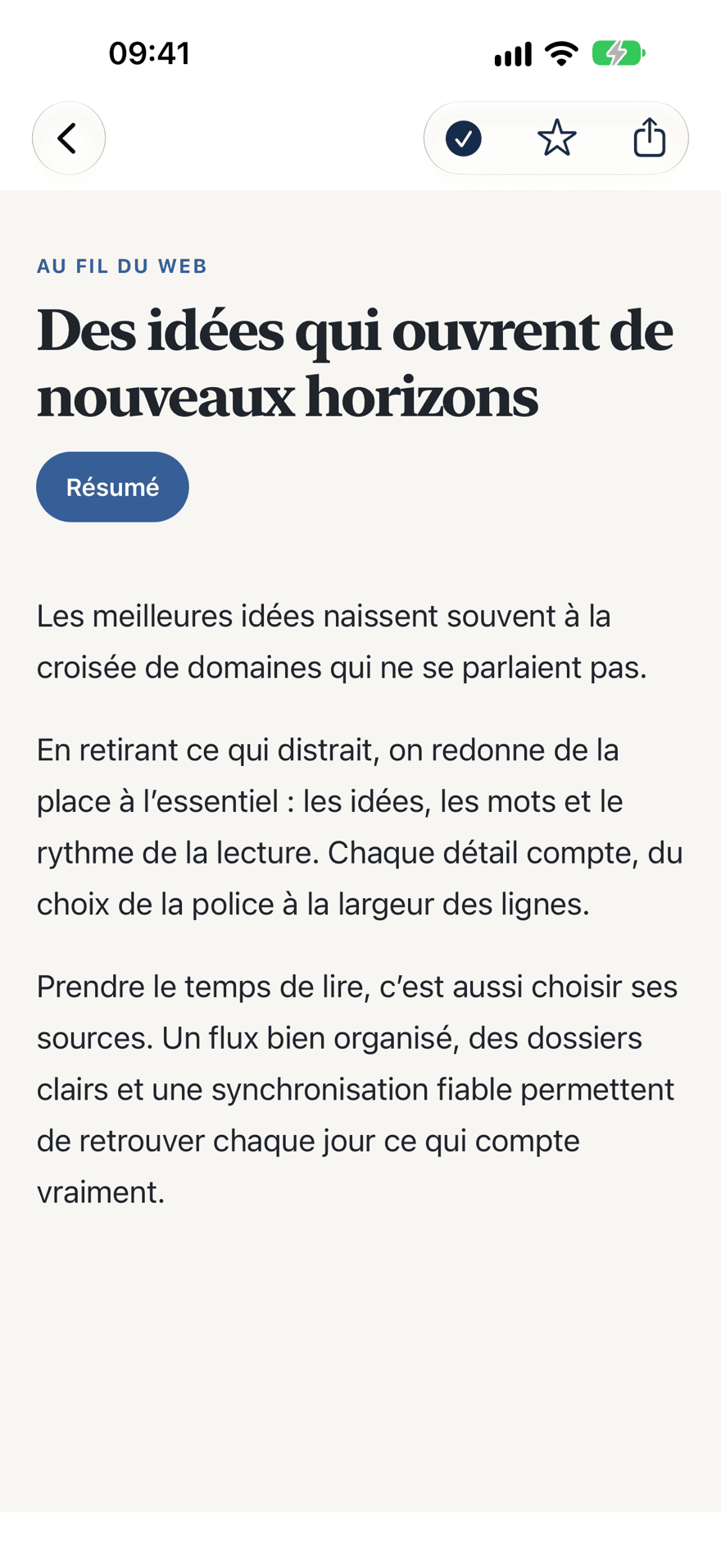 Mode lecture — iPhone