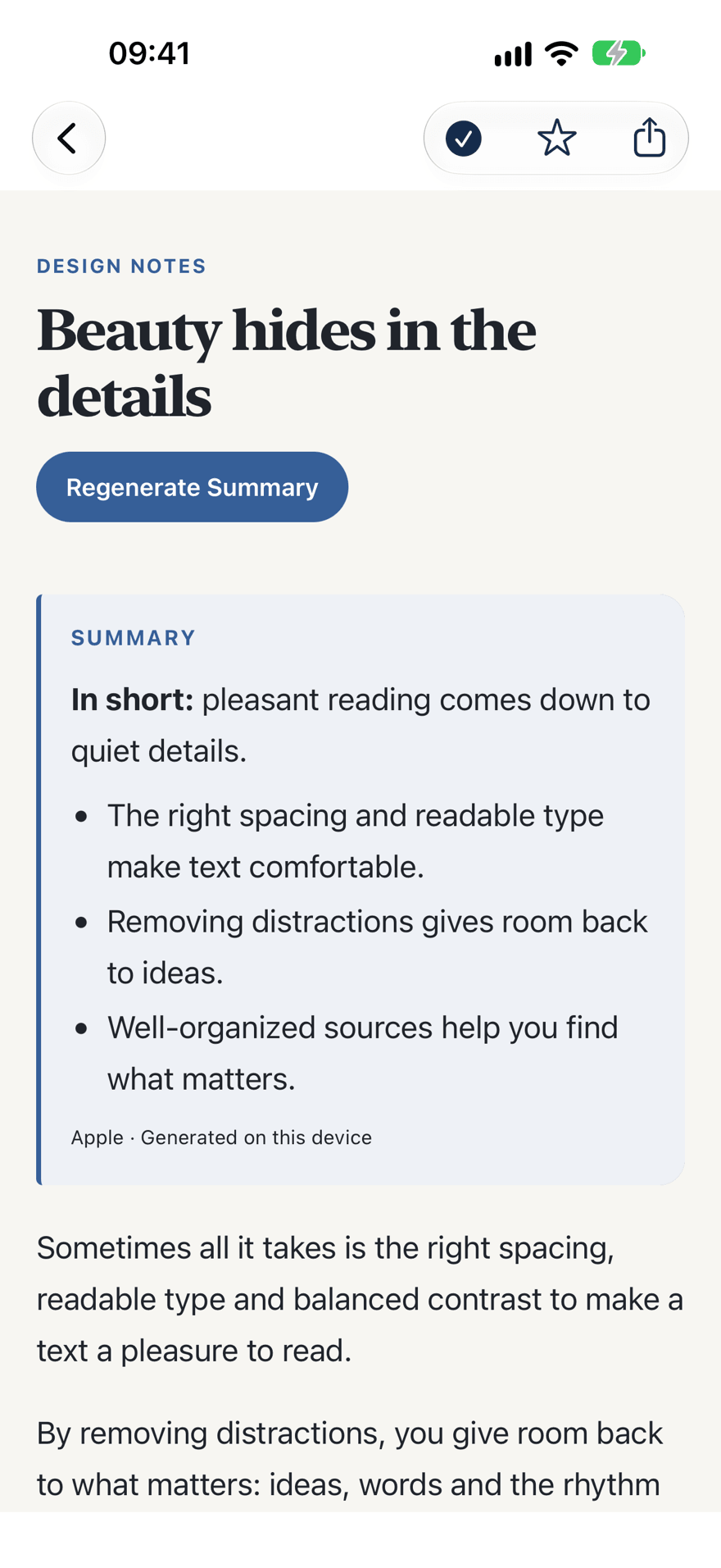 Summaries and translations — iPhone